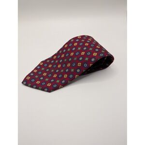 Polo Ralph Lauren Burgundy Geometric Silk Necktie Mens Formal Business